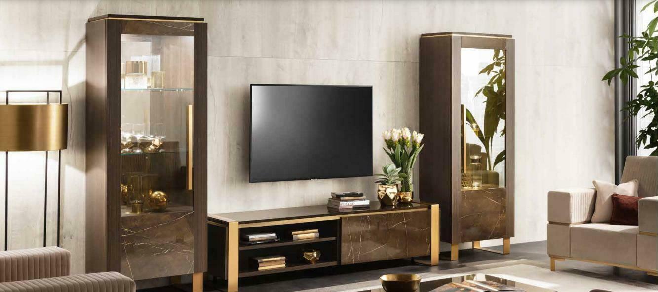 Wohnzimmermöbel Set Designer Wohnzimmer Sideboard 2x Vitrine 3tlg.