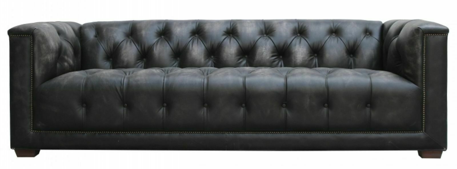 Chesterfield Vintage Schwarz Shabby Leder Ledersofa Couchen Sofa Couch
