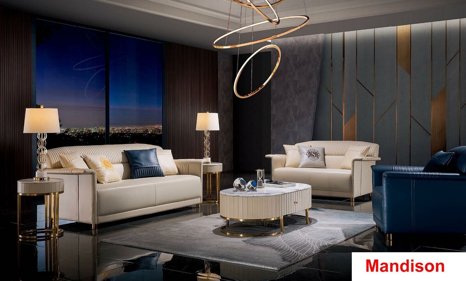 Wohnzimmer Designer-Sofa Sofagarnitur 3+2+1 Sitzer Ledersofa Modernes