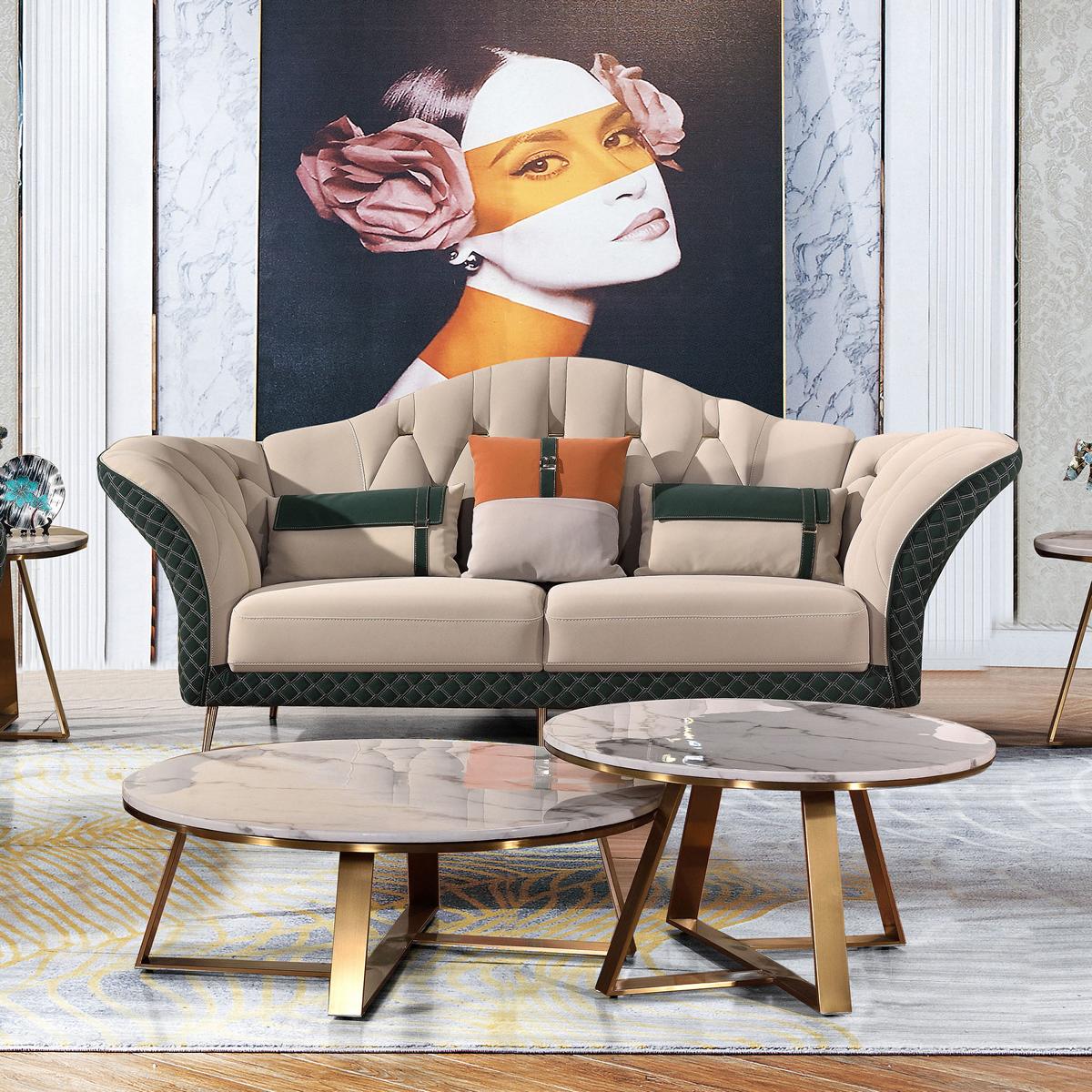 Designer Garnituren Sofa Couch Polster Garnitur 6tlg. Set Leder Couchtisch