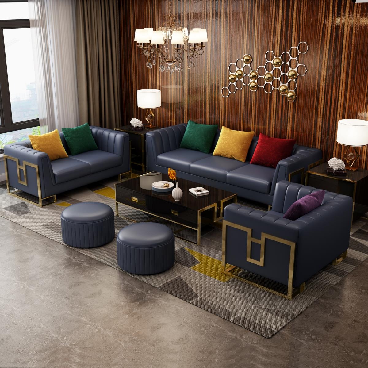 Ledersofa Sofagarnitur 3+2 Sitzer Set Garnitur Polstersofa Couch Sofa