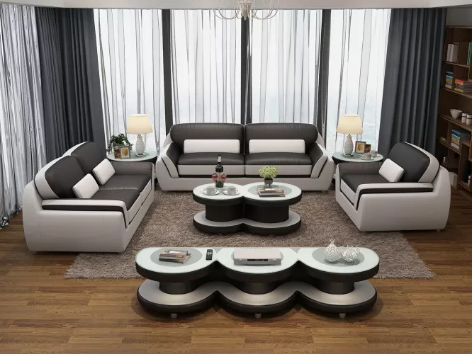 Sofagarnitur 321 Tisch Hocker Sideboard Wohnlandschaft Couchen Sofa Couch 7tlg.