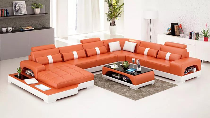 Eckgarnitur Sofa Polster Eckgruppe Wohnlandschaft Ledersofa Couchen