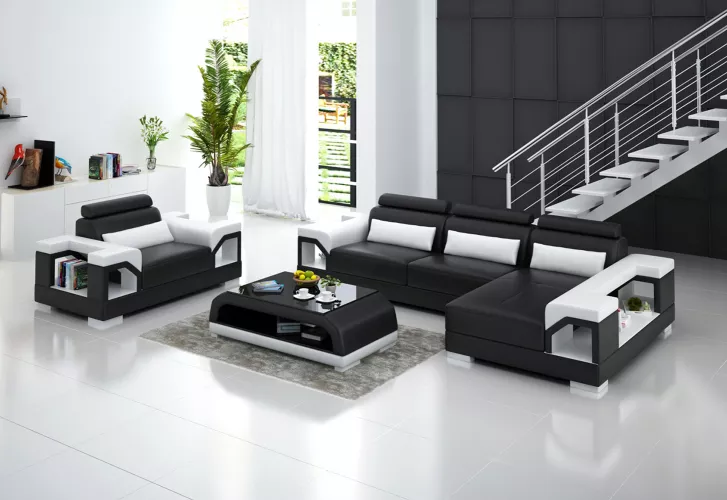 Leder Moderne Couch Wohnlandschaft Ledersofa Sofagarnitur Sofa L Form Couchtisch