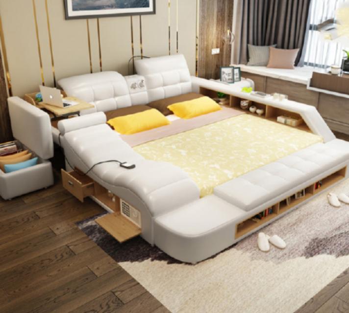 Doppel Design Leder Bett Polster Betten Moderne Hotel Multifunktion