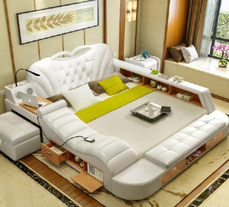 Doppel Luxus Design Hotel Leder Bett Polster Moderne Betten Multifunktion