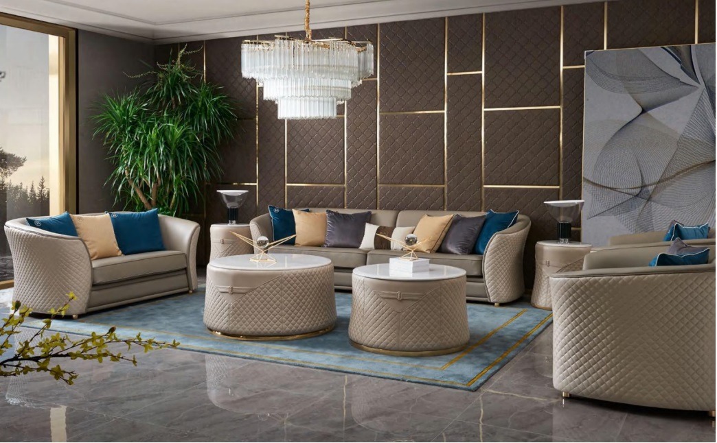 Sofagarnitur 421Sitzer Ledersofa Couch Wohnlandschaft Garnitur Design