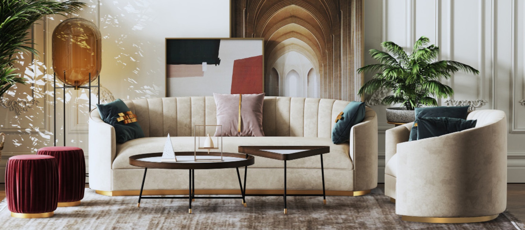Sofagarnitur 3+1 Sitzer Set Design Sofa Polster Couchen Couch Modern