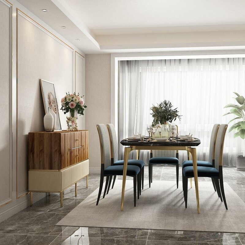 Esszimmer Gruppe Komplett Set Garnitur 7tlg Tisch Tische Luxus Holz