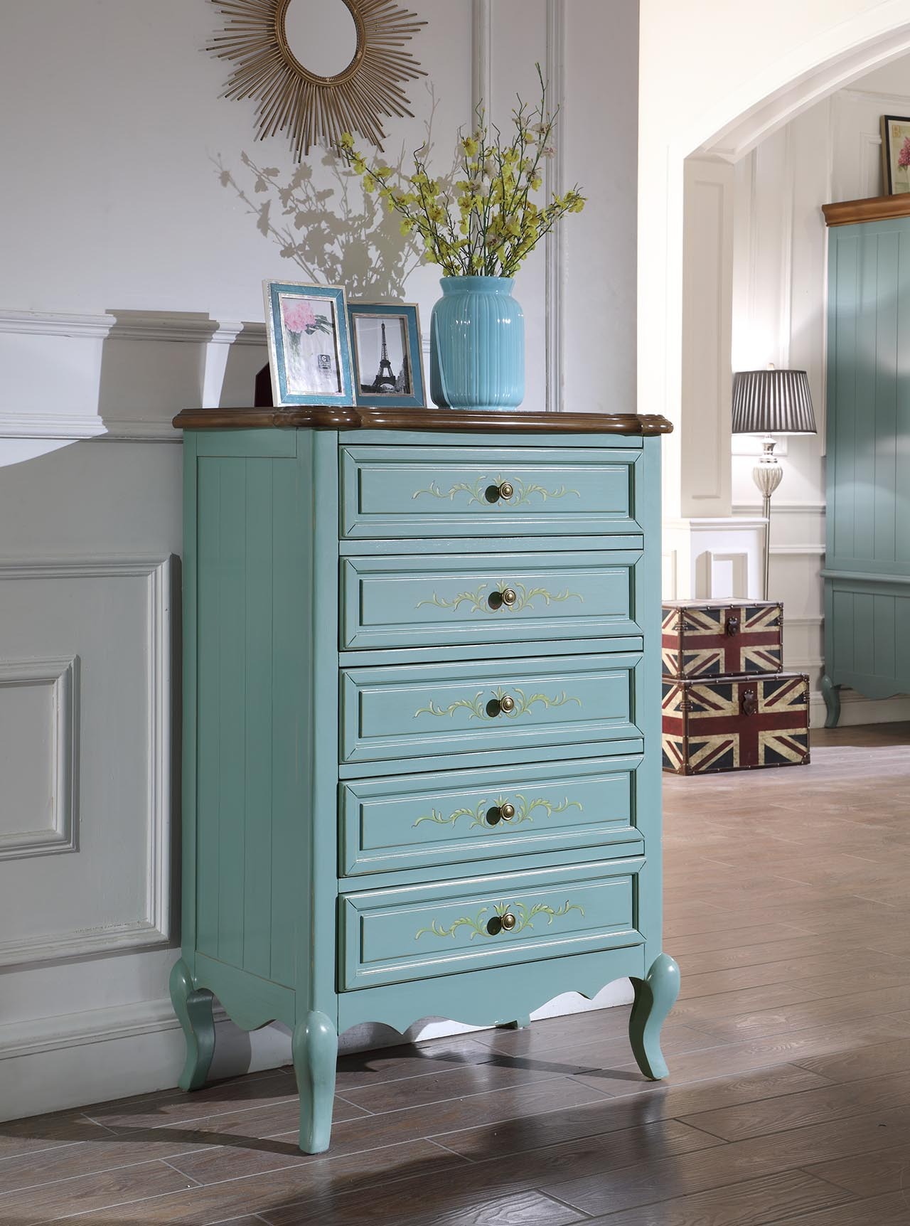 Design Kommode Schrank Highboard Amerikanisch Stil Wohnzimmer