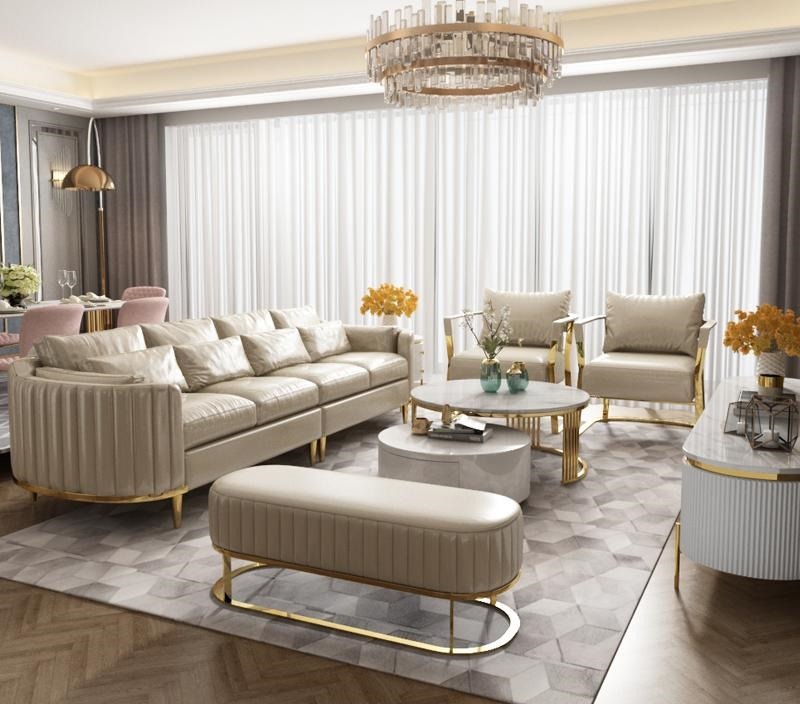 Ledersofa Sofa Couch Polster Wohnzimmer 5tlg. Set Garnitur Couchen Set