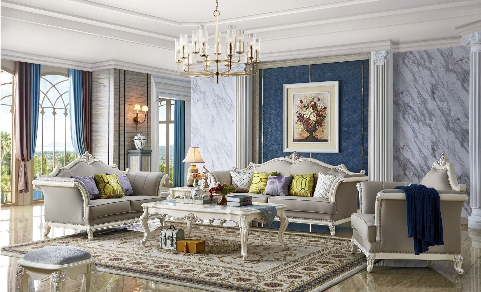Klassischer Tisch Couchtisch Beistelltisch Sofa Barock Design Wohnzimmer
