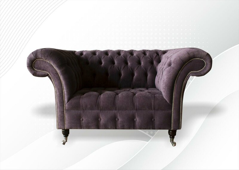 Chesterfield Sessel Aubergine Textil Stoff Kreative Möbel Neu Wohnzimmer