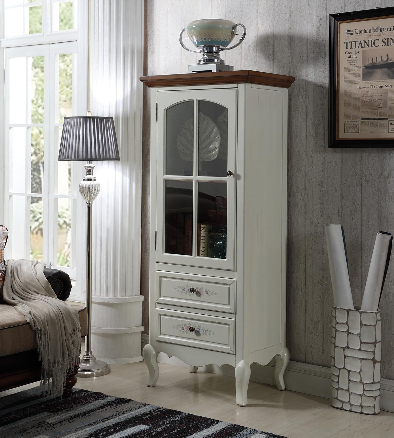anrichte glas schrank kommode hoch schränke echte holz möbel kommoden vitrine