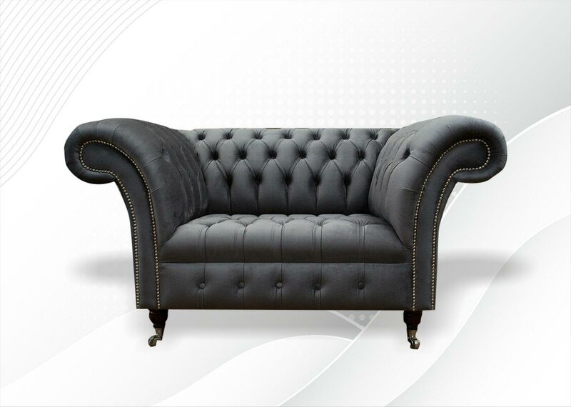 Chesterfield Sessel Textil Stoff Grau Kreative Möbel Neu Wohnzimmer Modern