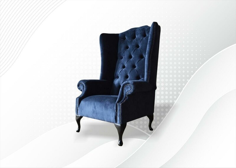 Chesterfield Sessel Blau Textil Stoff Luxus Kreative Möbel Neu Ohrensessel xxl