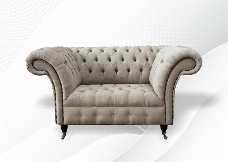 Chesterfield Sessel Creme Stoff Textil Modern Wohnzimmer Luxus Neu