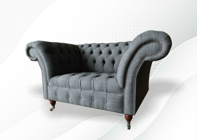 Chesterfield Sessel Stoff Grau Kreative Möbel Neu Textil Wohnzimmer