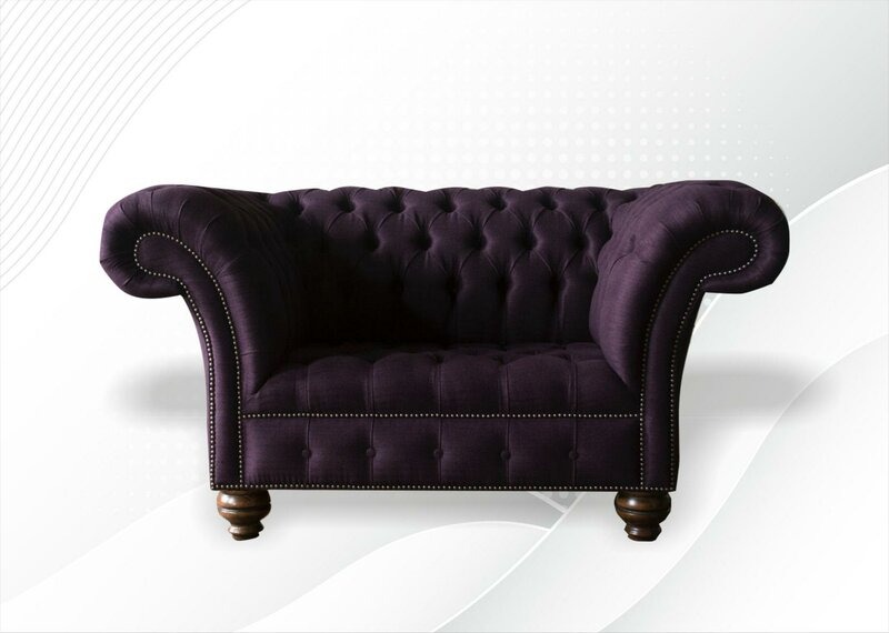 Chesterfield Sessel Aubergine Textil Stoff Kreative Möbel Wohnzimmer Modern