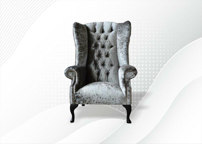 Chesterfield Sessel Silber Textil Stoff Kreative Möbel Neu Ohrensessel Sofa Neu