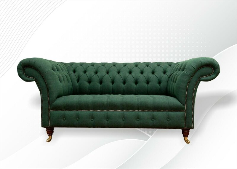 Chesterfield 2 Sitzer Stoff Grün Textil Sofa Modern Kreative Wohnzimmer