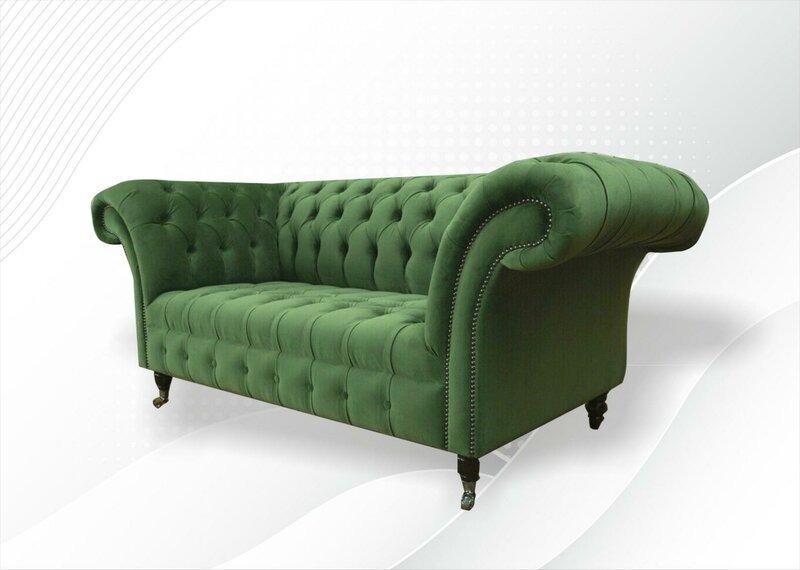 Chesterfield 2 Sitzer Sofa Grün Luxus Zweisitzer Möbel Neu Modern Design