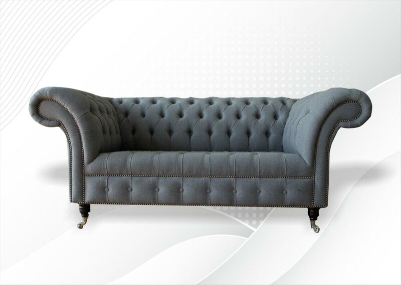 Chesterfield 2 Sitzer Wohnzimmer Modern Grau Couchen Sofa Kreative
