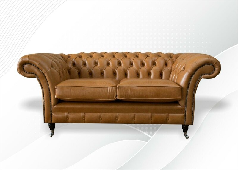 Braune Chesterfield 2 Sitzer Leder Nussbraun Design Couchen Sofas Couch