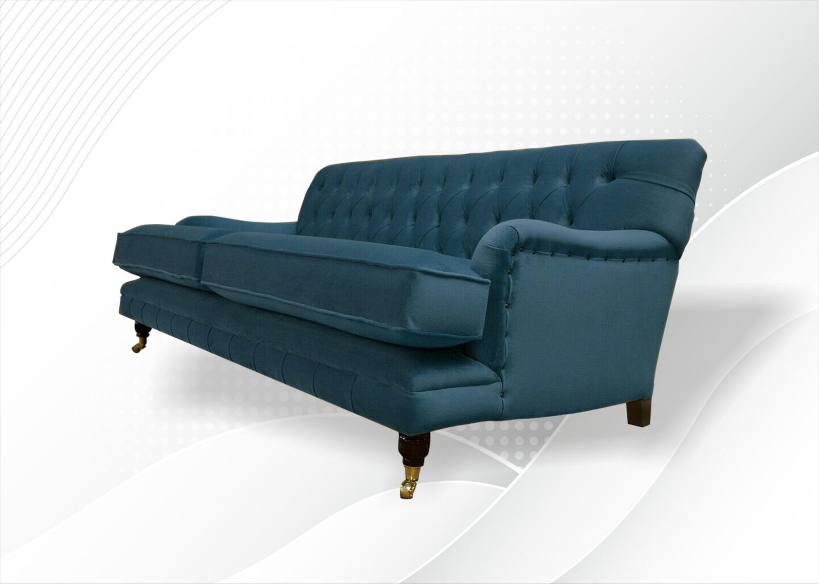 Chesterfield Blau Stoff Wohnzimmer Design Couchen Polster Sofa Sofas Neu