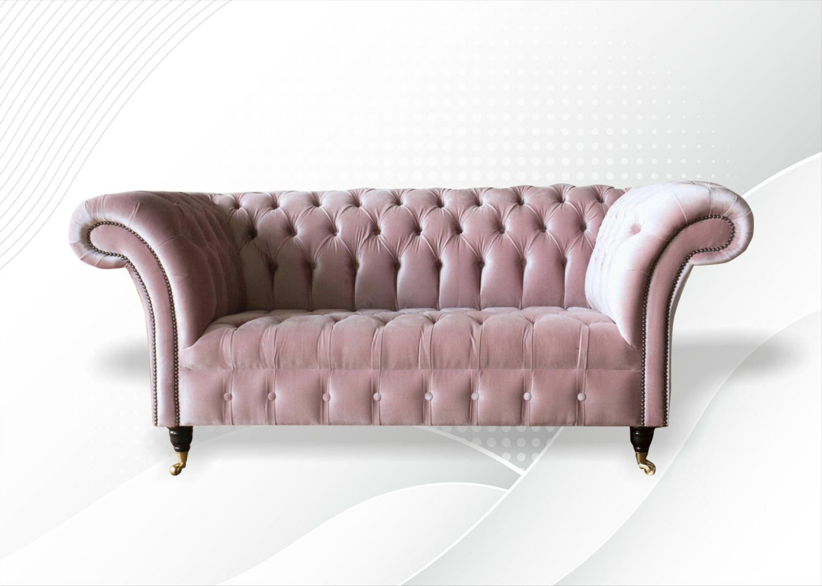 Chesterfield Rosa Stoff Wohnzimmer Design Couchen Polster Sofa Sofas