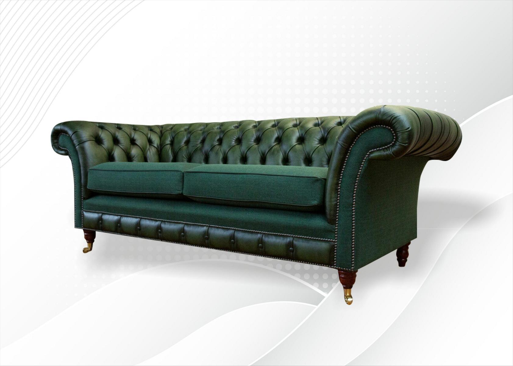 Chesterfield 3 Sitzer Leder Grün Moderne Couchen Design Couchen Sofa