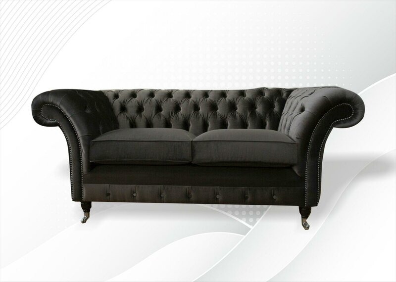 Chesterfield 2 Sitzer Sofa Schwarz Design Couchen Polster Sofas Neu