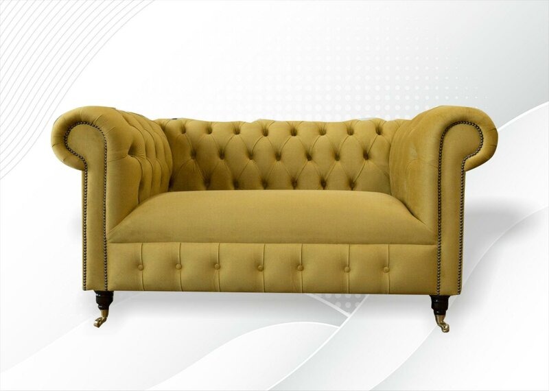 Chesterfield 2 Sitzer Sofa Gelb Design Couchen Polster Sofas Neu Kreative