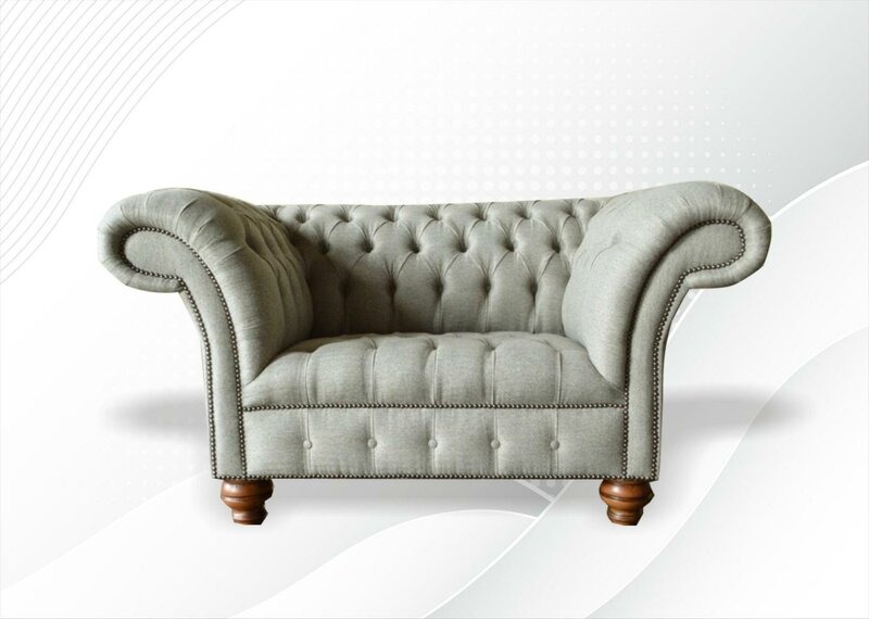 Chesterfield Sessel Hellgrau Stoff Wohnzimmer Design Couchen Sofa Sofas