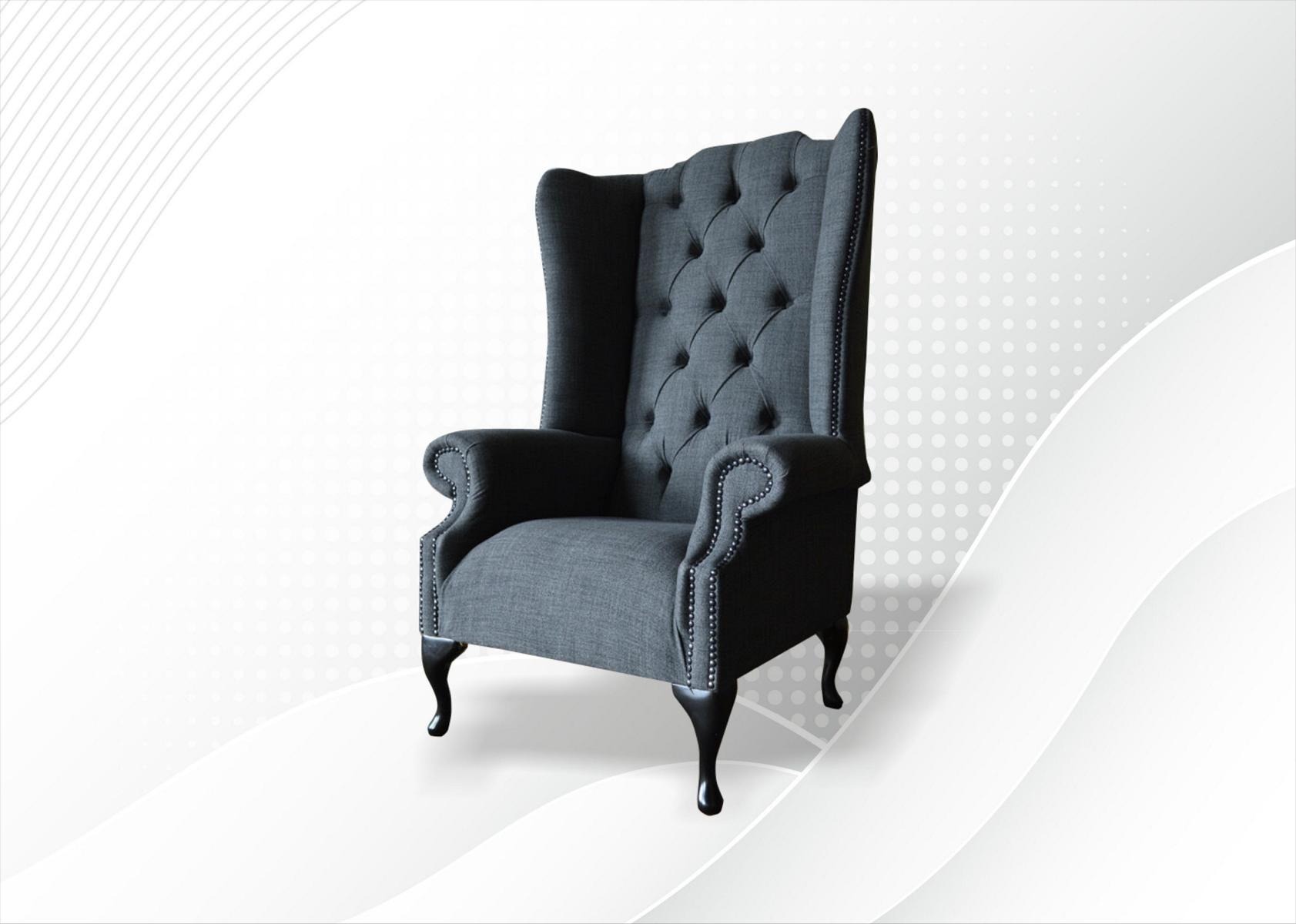 Grauer Sessel Chesterfield Design Polster Sofa Couchen Sofas Textil Möbel Neu
