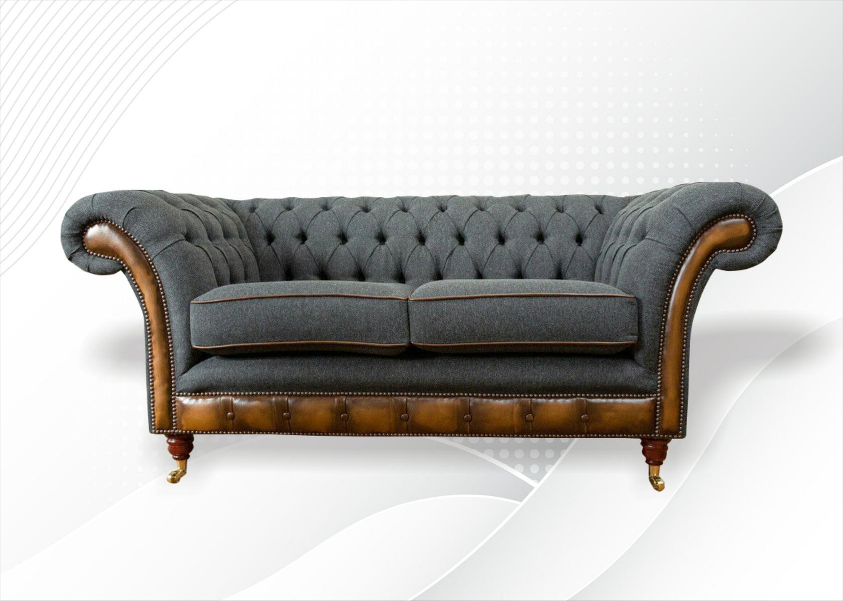 Chesterfield 2 Sitzer Graue couchen Wohnzimmer Modern Design Sofa