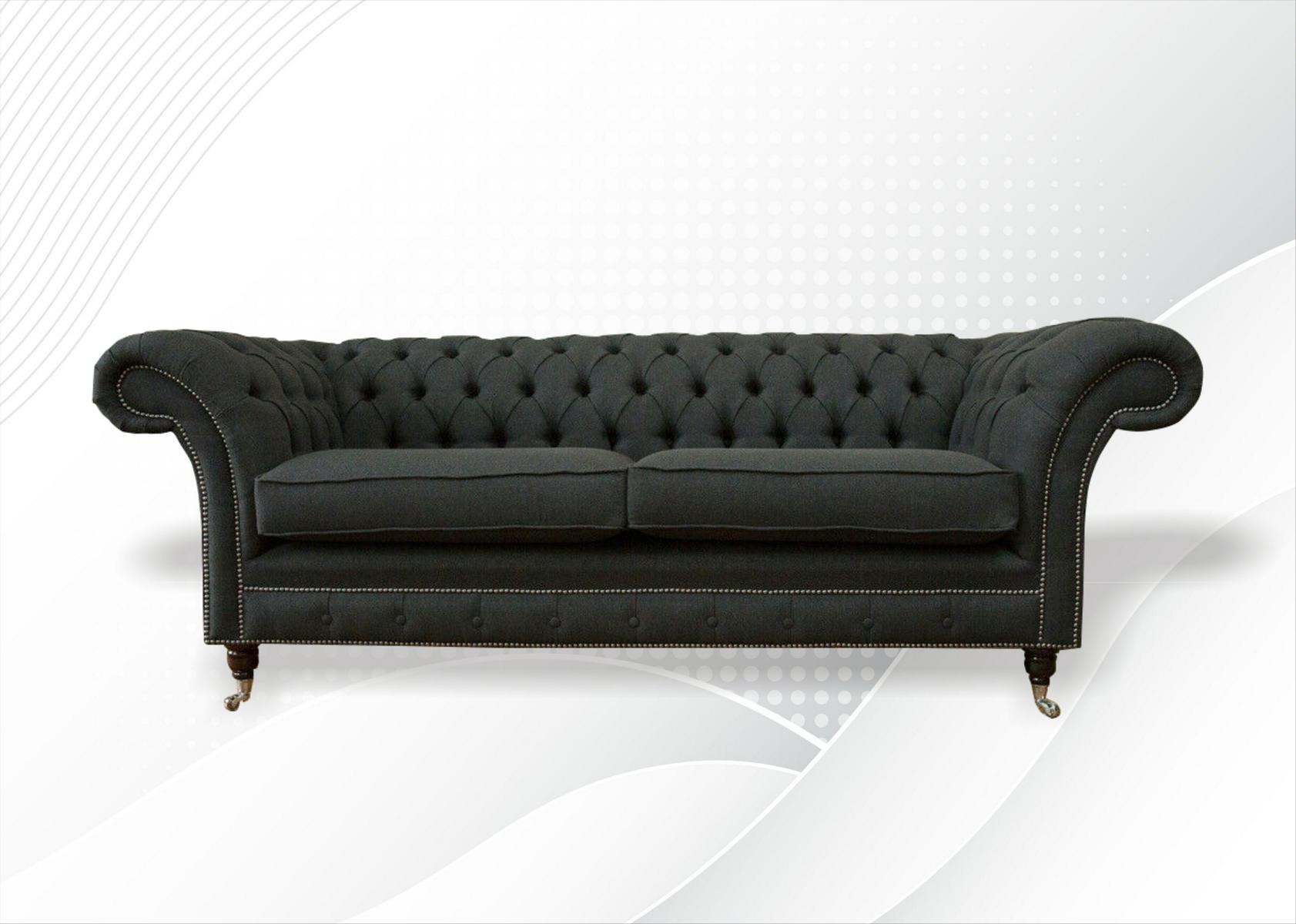 Chesterfield 3 Sitzer Textil Dunkelgrau Modern Design Couchen Sofa couch