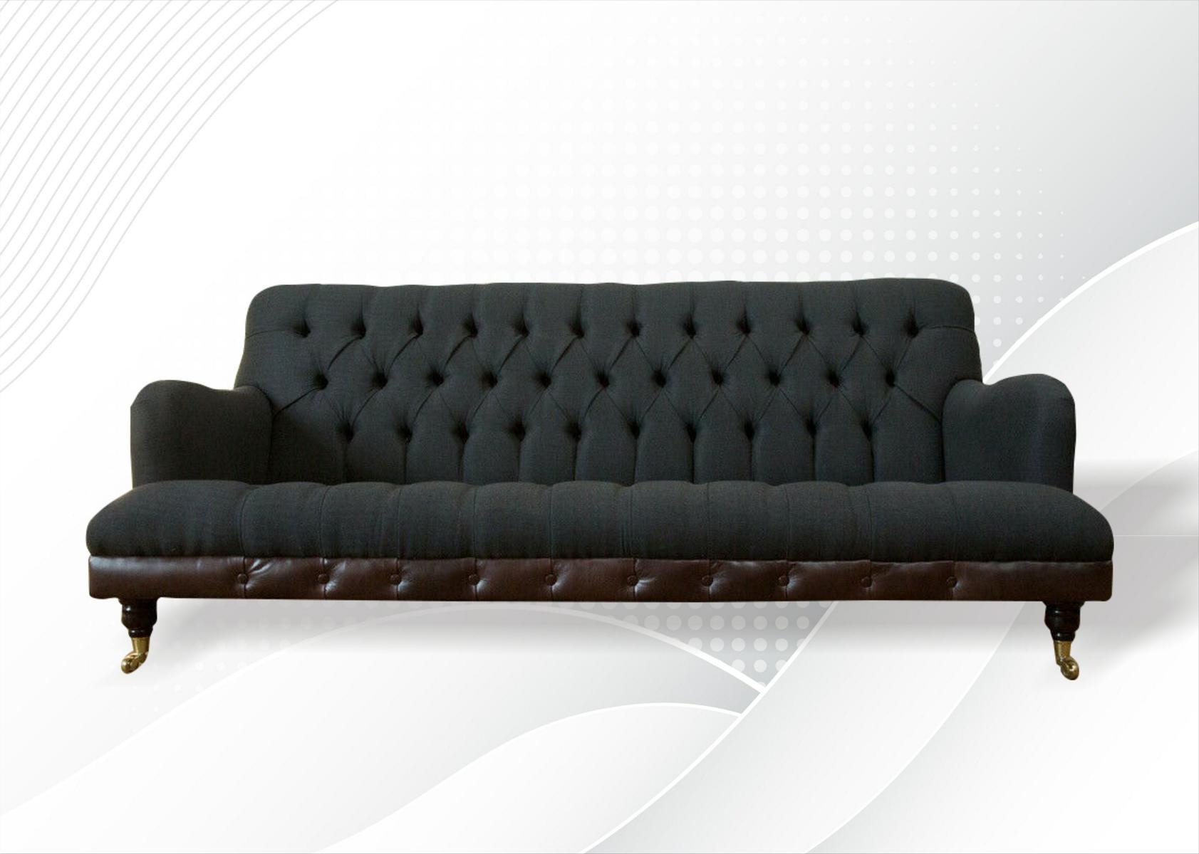 Chesterfield 3 Sitzer Schwarz Textil Design Couchen Polster Sofas Neu big xxl