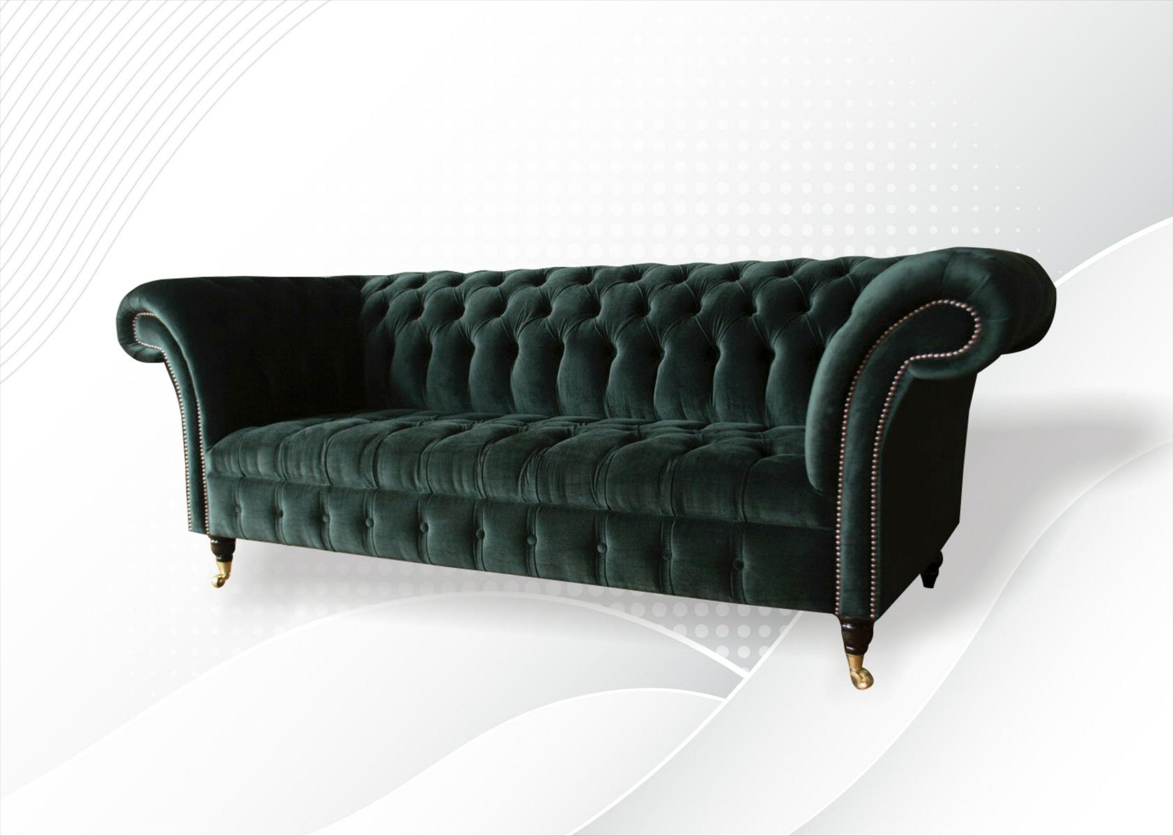 Chesterfield 3 Sitzer Wohnzimmer Schwarz Couchen Polster Sofa Sofas