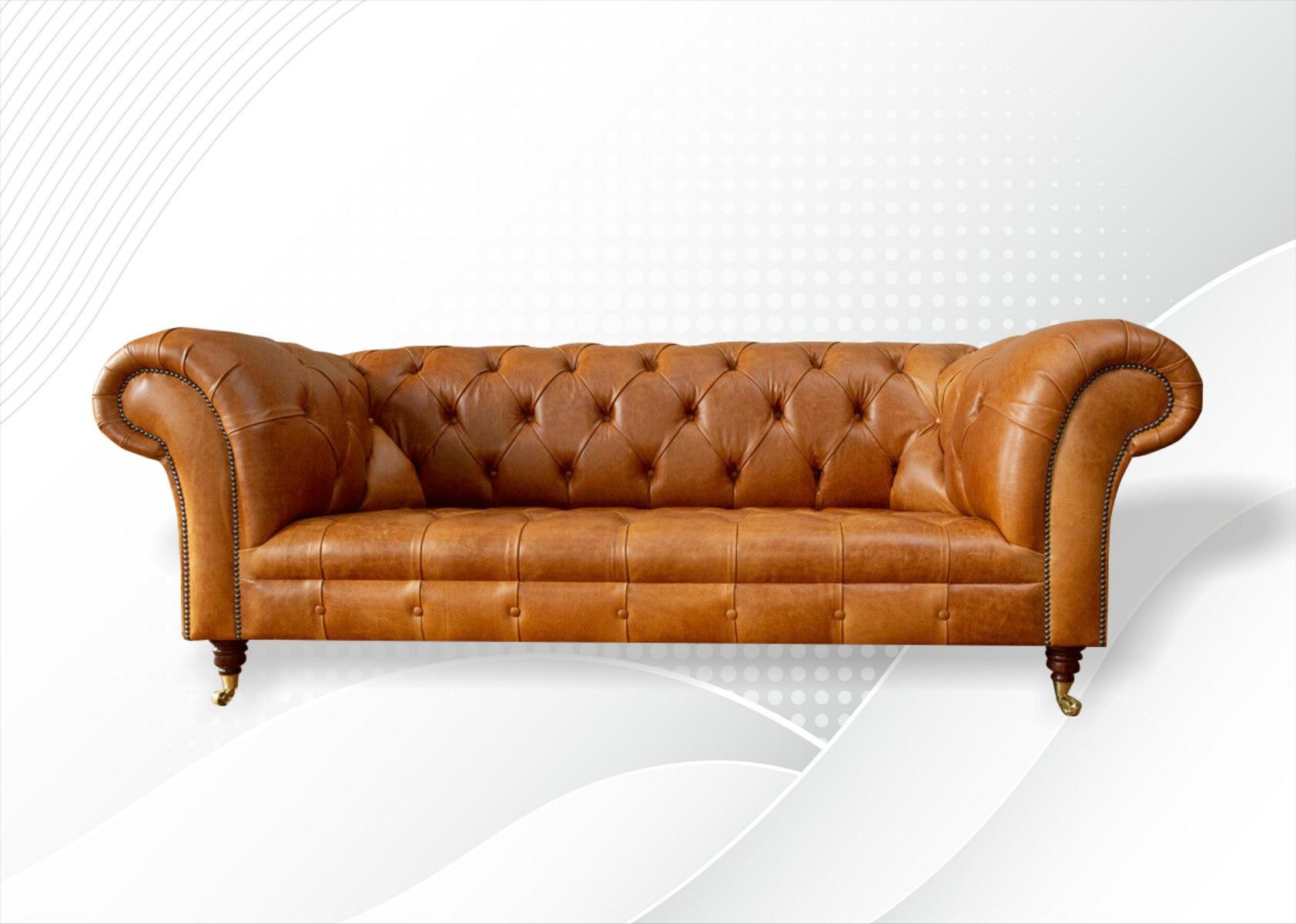 Chesterfield 3 Sitzer Braun Dreisitzer Couchen Leder Sofa Neu Ledersofa