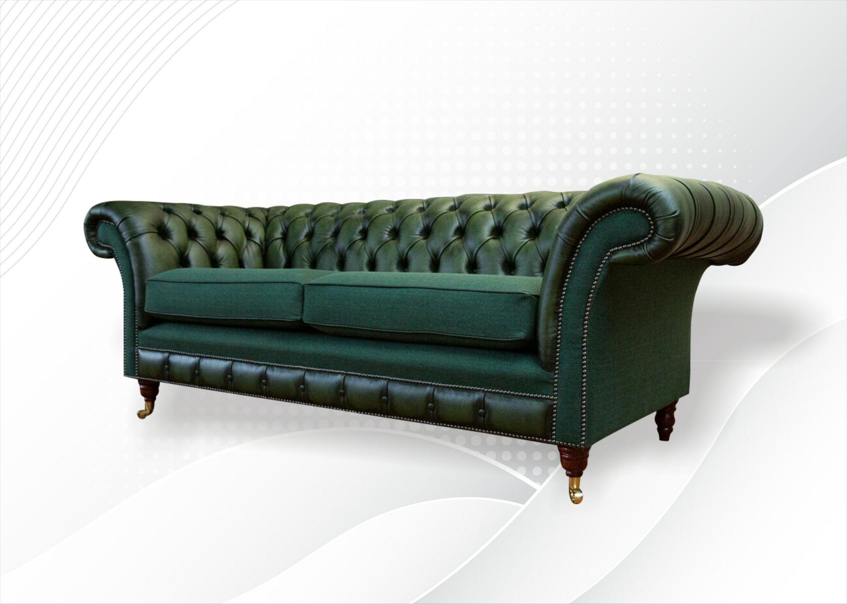 Chesterfield 3Sitzer Leder Grün Modern Design Sofa Neu Kreative Möbel