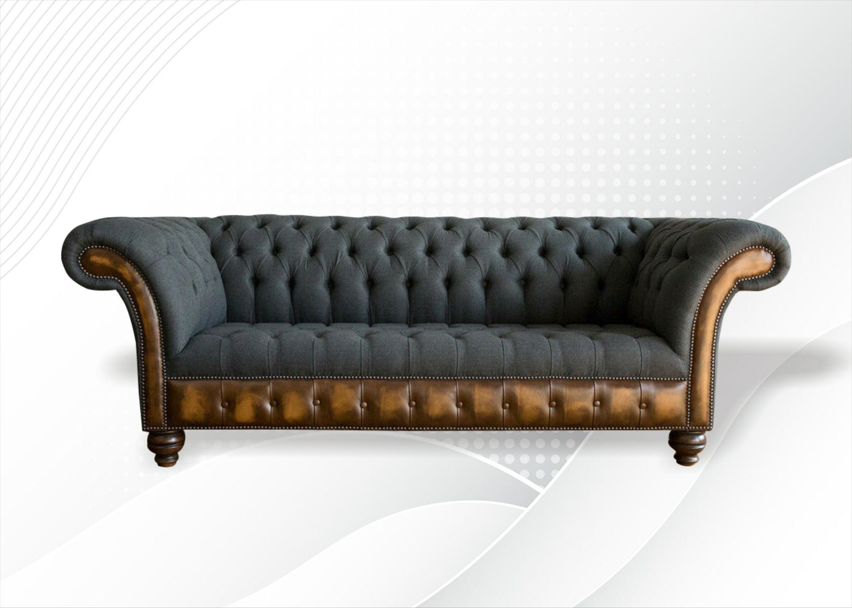 Dreisitzer Dunkelgrau Chesterfield Design Couchen Polster Klassische Sofas Neu