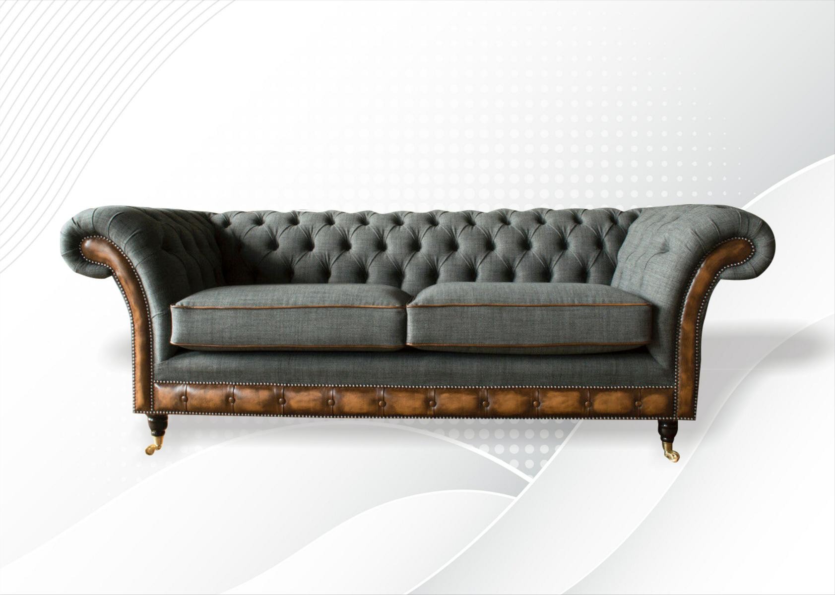 Chesterfield 3 Sitzer Grau Kreative Möbel Klassische Wohnzimmer Design