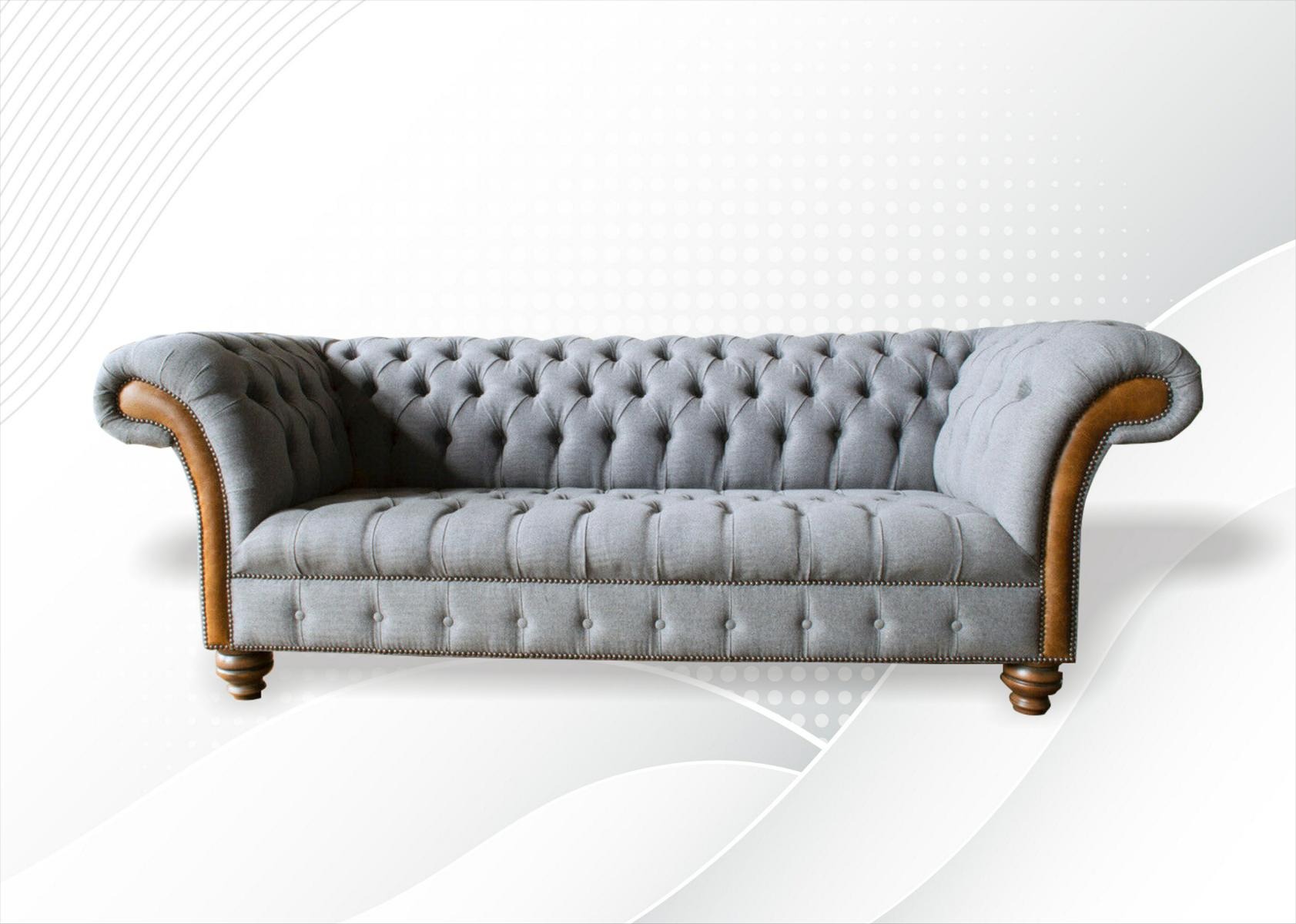 Chesterfield 3 Sitzer Wohnzimmer Modern Design Couchen Sofa Graue