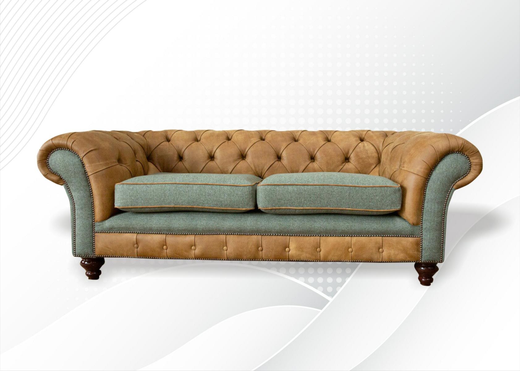 Chesterfield 3 Sitzer Leder Wohnzimmer Modern Design Couchen Sofa