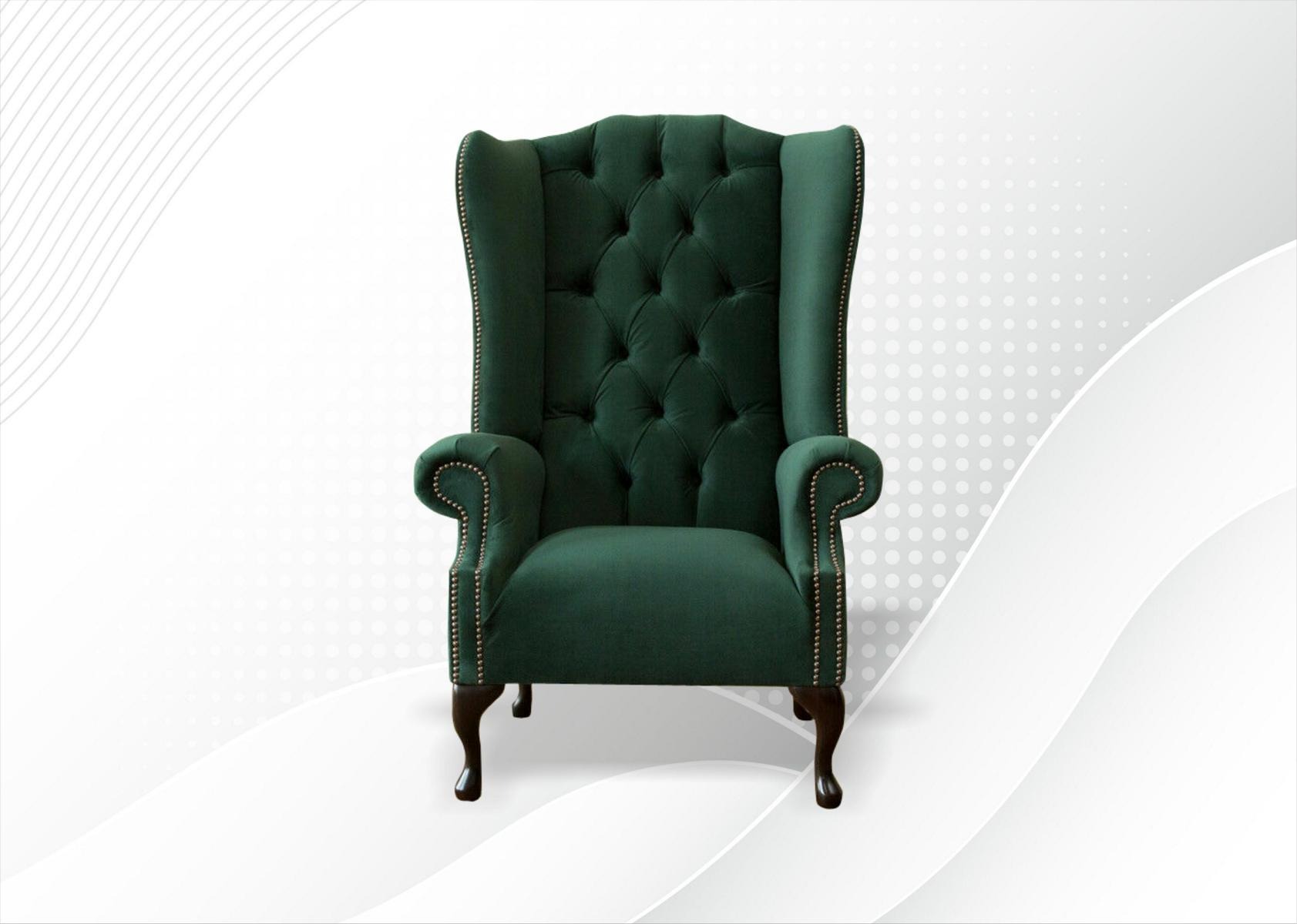 Ohrensessel Sessel Samt Design Polster Sofa Chesterfield Textil Möbel