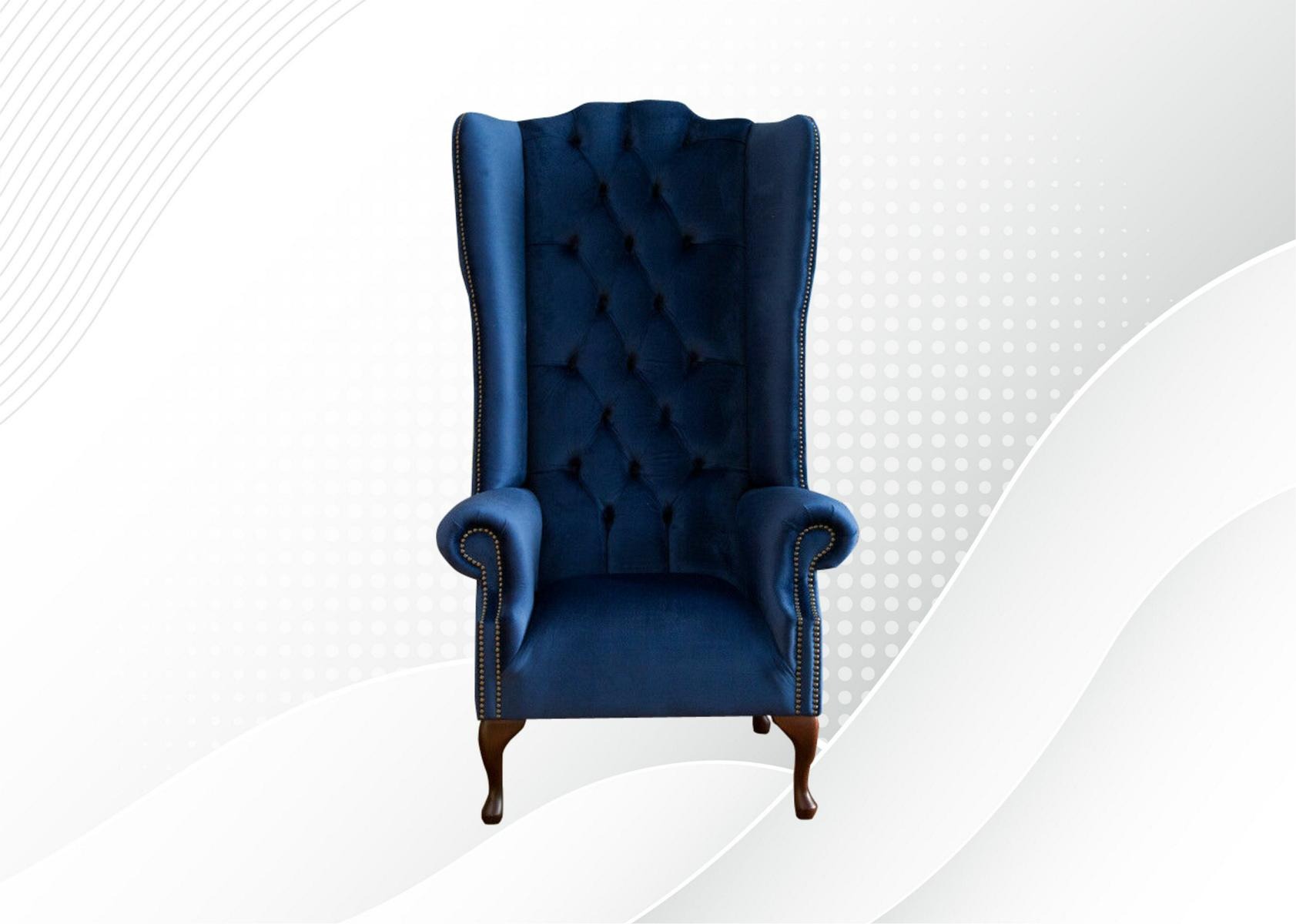 Sessel Ohrensessel Chestefield Stuhl Sitz Polster Couch Lounge Samt Textil Neu