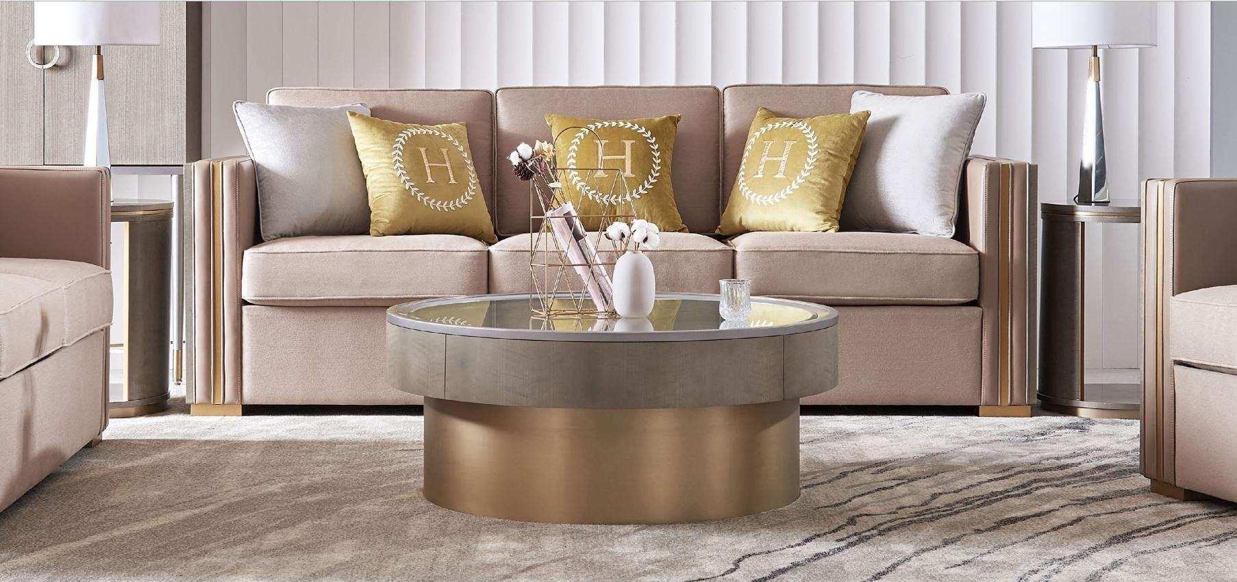 Dreisitzer Design Polster Sitz Textil Sofa 3 Sitzer Möbel Beige Neu Luxus Möbel