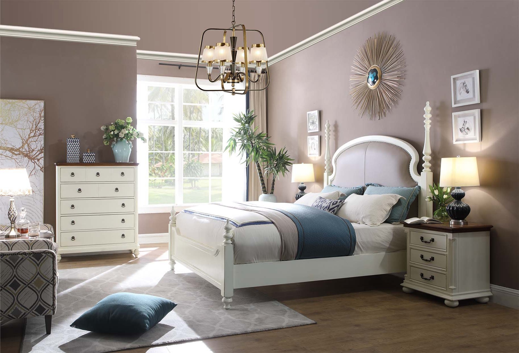 Bett Nachttisch Kommode 3 tlg. Schlafzimmer Set Design Modern Luxus