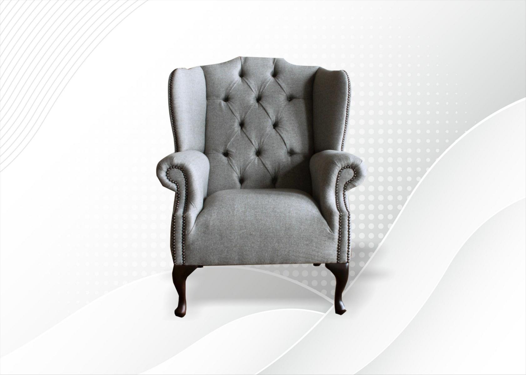 Chesterfield Ohrensessel Club Relax Sessel Stuhl Polster Stoff Textil 1 Sitz Neu